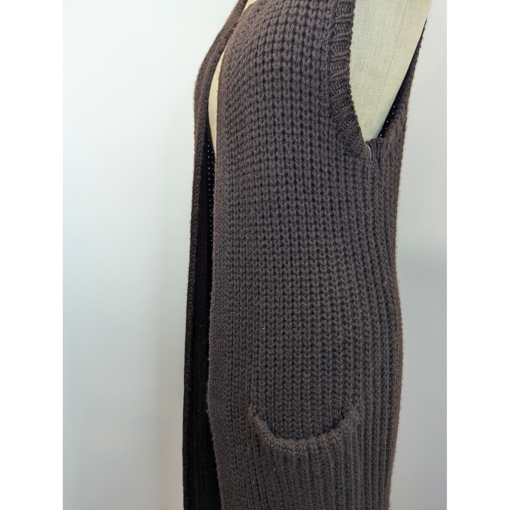 Ralph Lauren Purple Label Sleeveless Long Chunky Knit Cardigan Vest Brown M/L - Picture 4 of 13